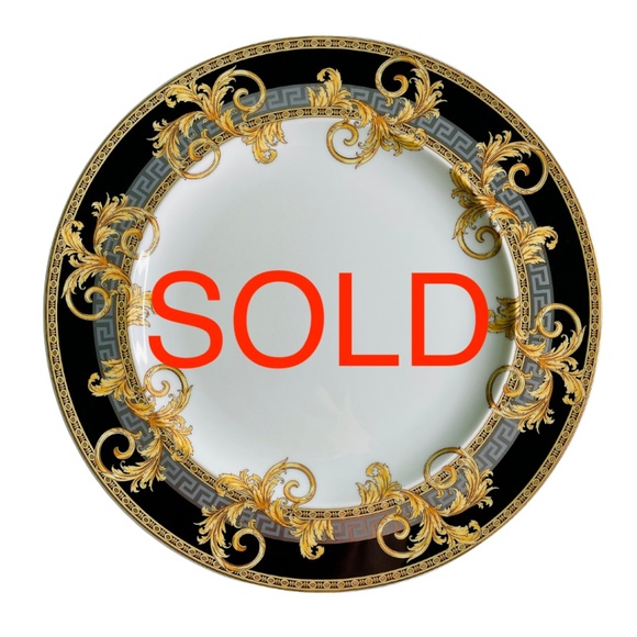 Versace Other - Versace x Rosenthal Prestige Gala Black Gold Silver Pattern Dinner Plate 10.5"